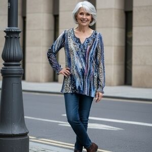 Elegant Multicolor Blouse with Animal Print Accents